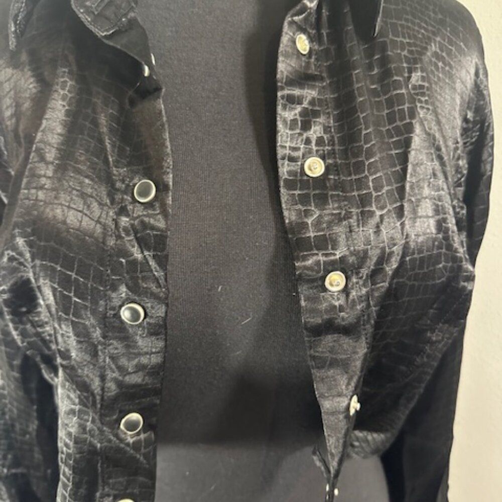 Vintage Guess Black Alligator look Button Up Shirt 8336 - Picture 9 of 11